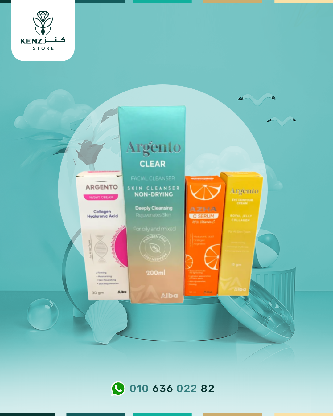 Argento Clear 200ml + Argento Eye Contour 15g + Azhi Sea Serum 30ml + Argento Night Cream 30g